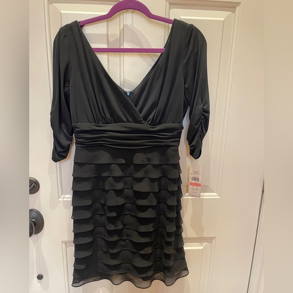 S.L. Fashions Black Ruffled Long Sleeve Dress